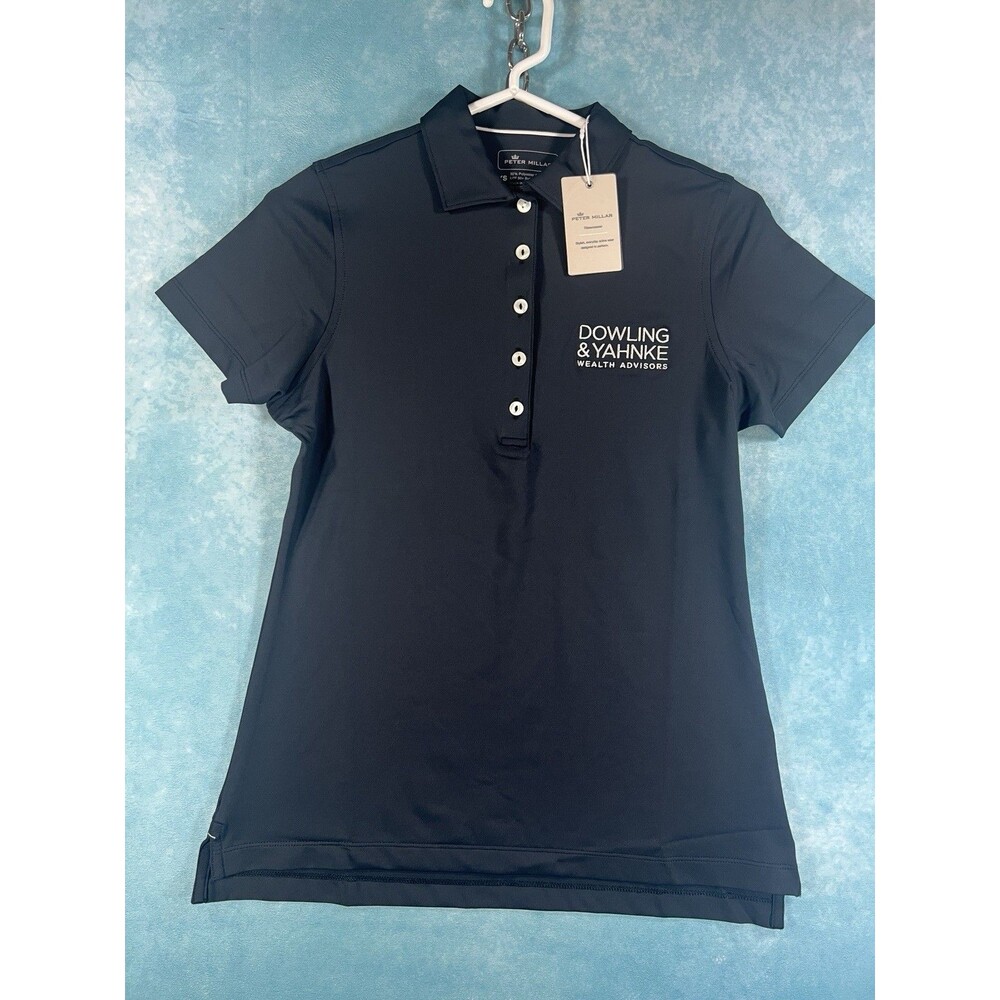 Y2K NWT Peter Millar Woodford Reserve Golf Polo Shirt Black Size XS Women’s